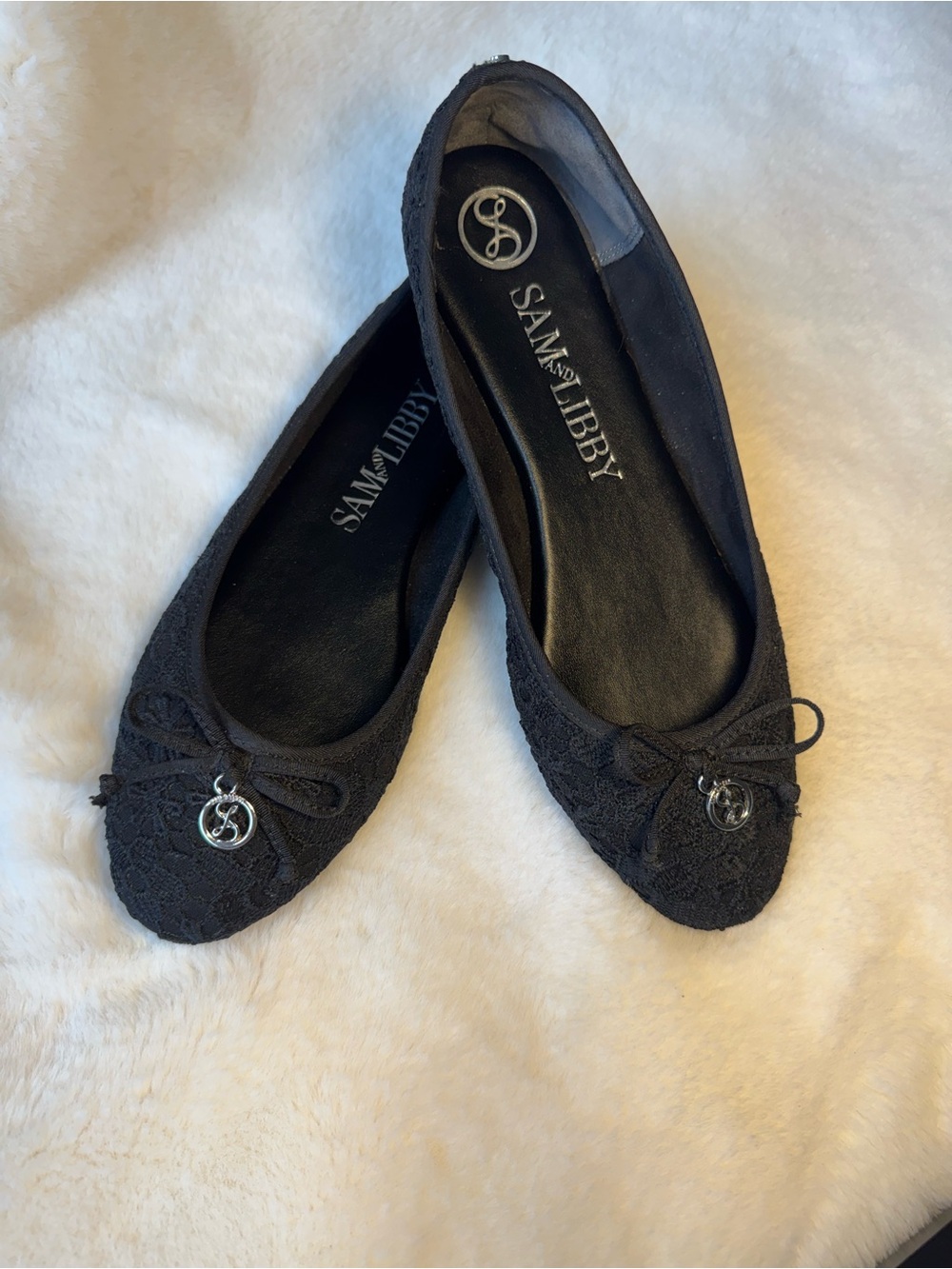 Sam & Libby Women's Black Lace Ballet Flats Size 8.5